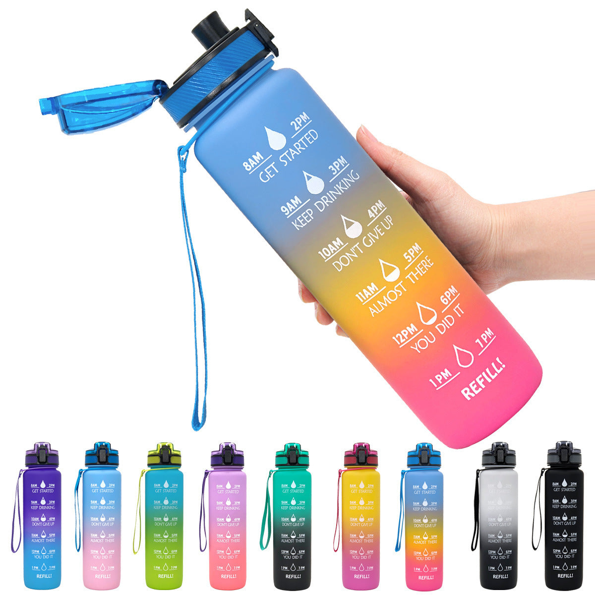 Luxiwav 1L Time-Marked Fitness Water Bottle