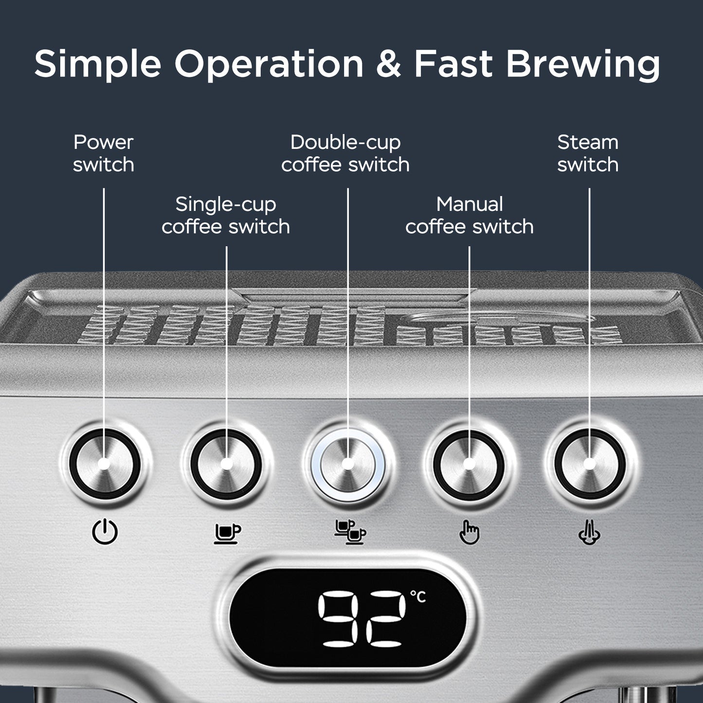 Luxiwav Geek Chef 20 Bar Espresso Machine with Milk Frother, 1.8L Water Tank