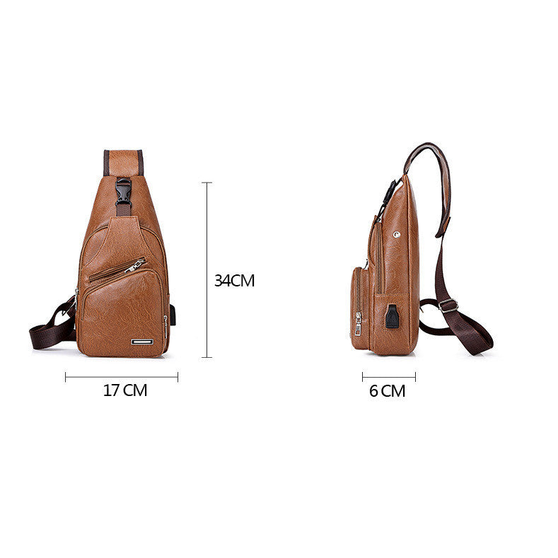 Luxiwav Casual Fashion Men's USB Charging Chest Bag