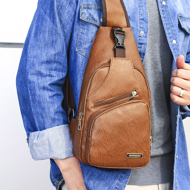 Luxiwav Casual Fashion Men's USB Charging Chest Bag